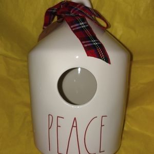 Rae dunn peace birdhouse w/ Christmas tree